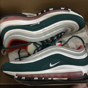 Nike Kids Shoes in Teal, White, and Orange